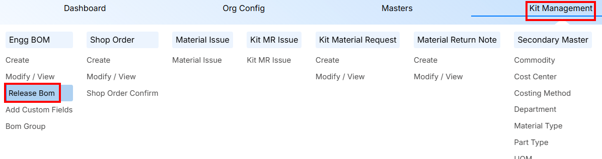 STEPS TO RELEASE BOM