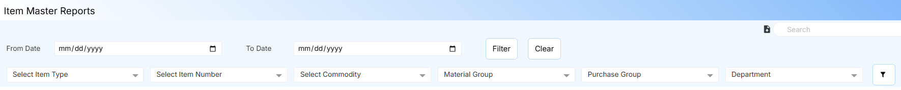 ITEM MASTER REPORT FORM