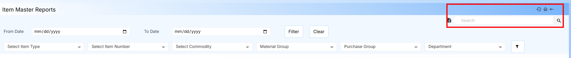 ITEM MASTER REPORT ICONS