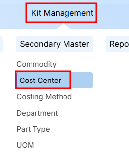 STEPS TO COST CENTER