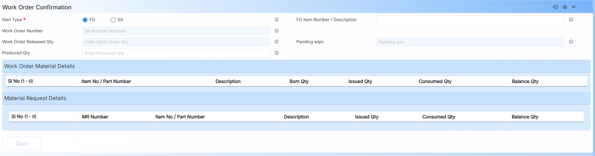 SHOP ORDER CONFIRM FORM