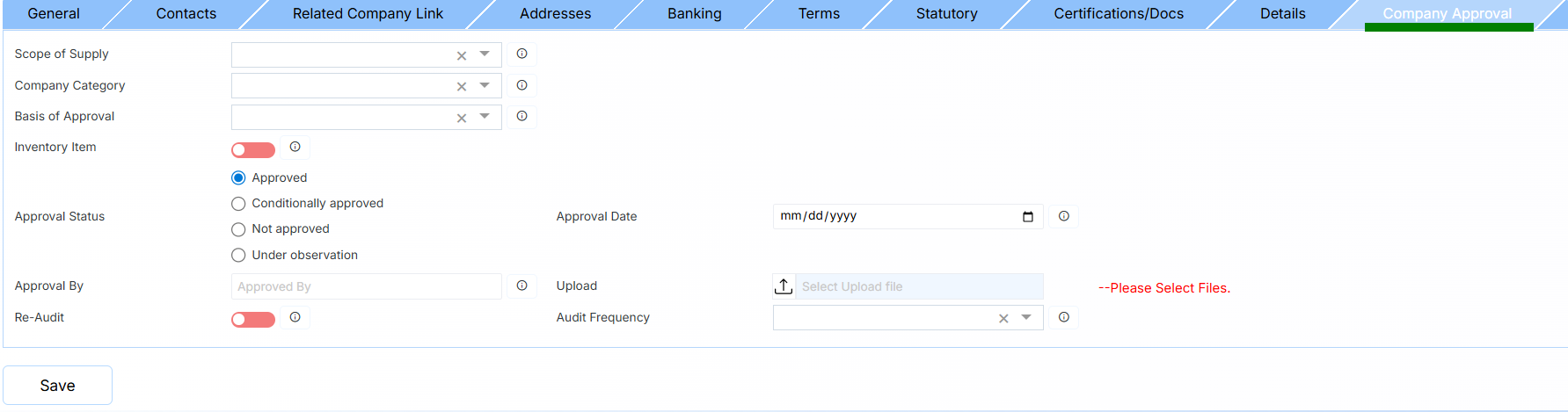 CREATE COMPANY APPROVAL