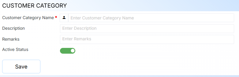 CUSTOMER CATEGORY FORM