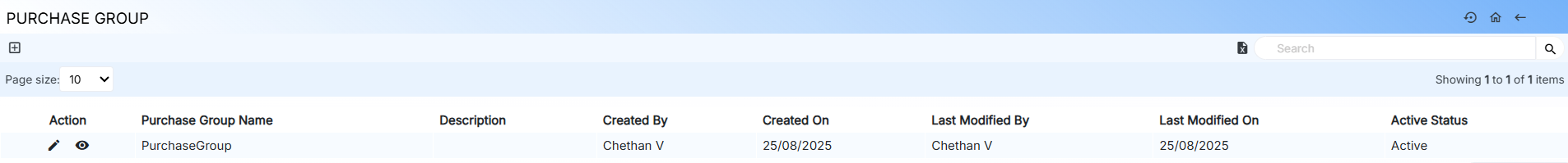 PURCHASE GROUP TABLE