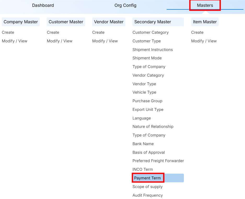 STEPS TO PAYMNENT TERMS