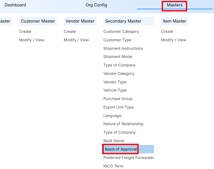 STEPS FOR BASIS OF APPROVAL