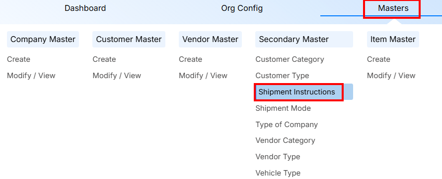 STEPS TO SHIPMENT INSTRUCTION