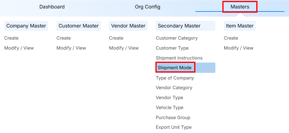 STEPS TO SHIPMENT MODE