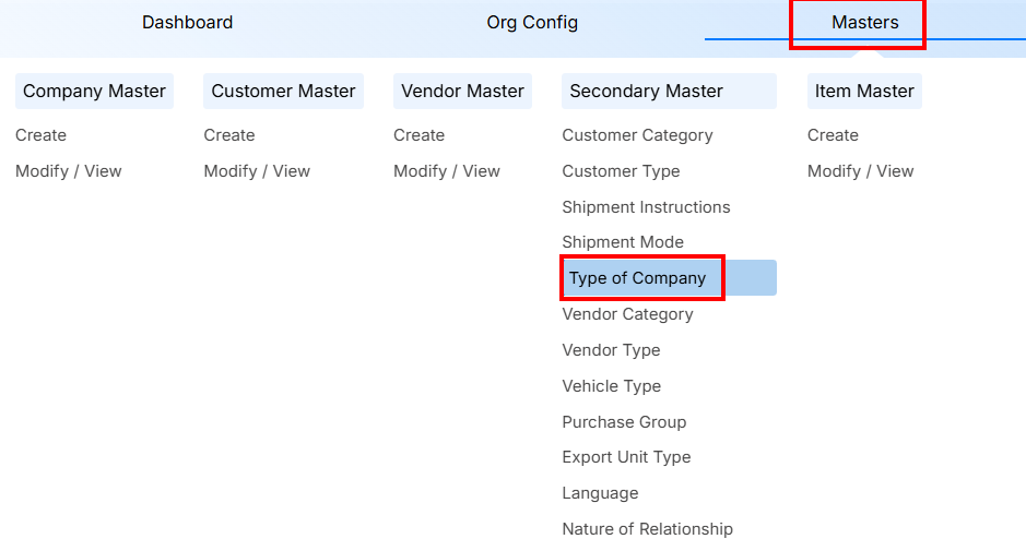 STEPS TO TYPE OF COMPANY