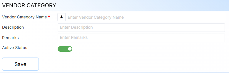 VENDOR CATEGORY FORM