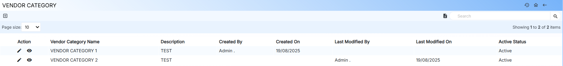VENDOR CATEGORY PAGE
