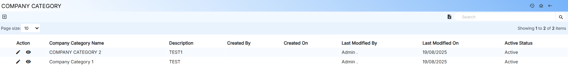 COMPANY CATEGORY PAGE