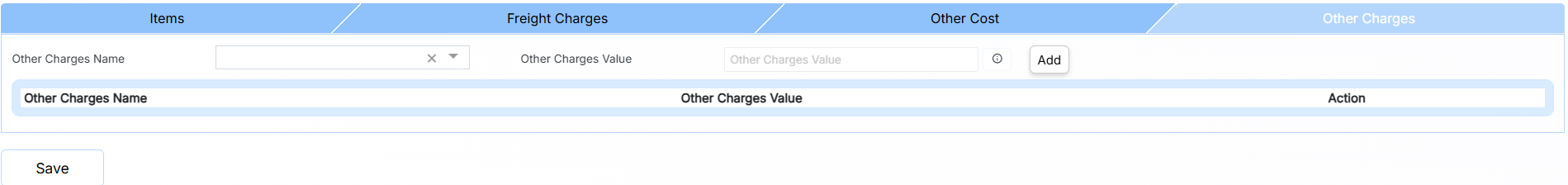 GRIN Other Charges Section